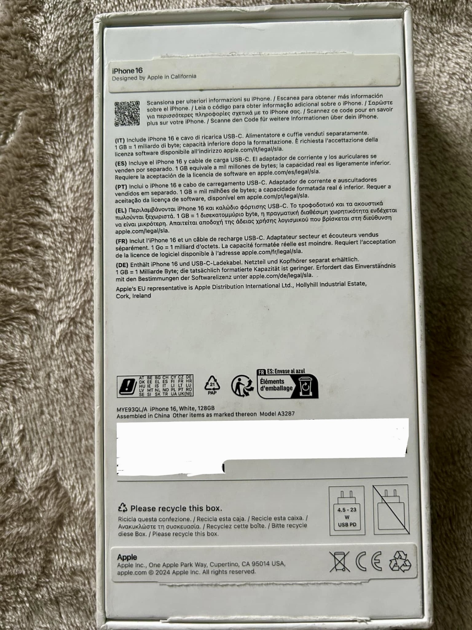 Apple iPhone 16 128GB White